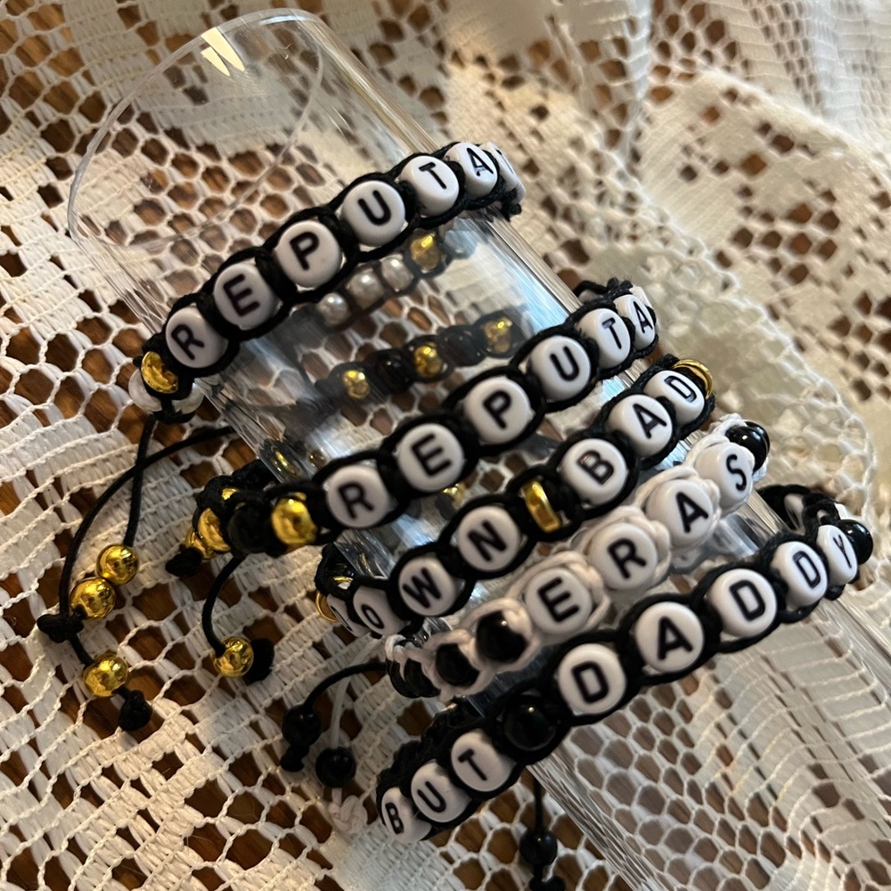 Handmade Taylor Swift Eras REPUTATION Beaded Bracelet - Adjustable